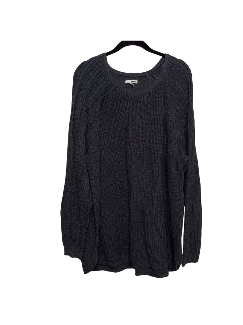 Sonoma Womens 3X Charcoal Gray Knit Sweater With Raglan Sleeves
